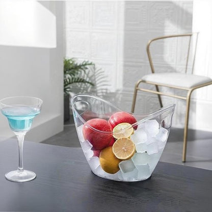 Clear Ice Bucket 2 Pack, 4L Acrylic Ice Buckets for Parties - Beverage Tub for Champagne, Beer, Wine Bottles, Large Drink Cooler Bin for Home or Commercial Use
