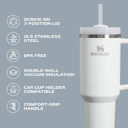 STANLEY Quencher H2.0 Tumbler - 14 oz Insulated Stainless Steel Cup with Handle & Straw | BPA-Free Azure