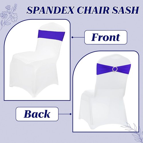 MDS Spandex Chair Sashes - Premium Stretch Covers with Buckle Slider for Weddings & Events | Royal Blue, Pack of 50
