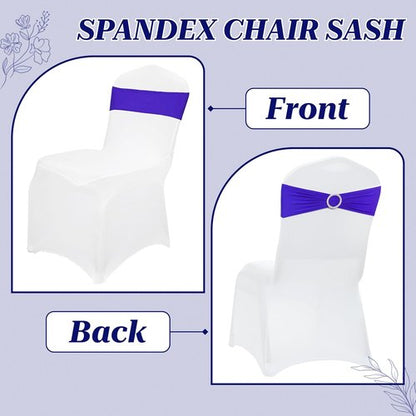 MDS Spandex Chair Sashes - Universal Elastic Stretch Bands with Buckle Slider Bow | Royal Blue, Pack of 125
