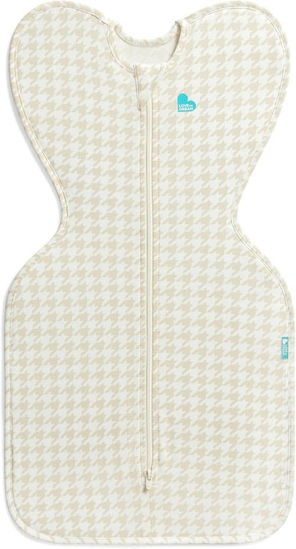 Love To Dream Swaddle UP Sleep Sack - Self-Soothing Design for Improved Sleep | 0-3 Months, 1.0 TOG, Tan Houndstooth