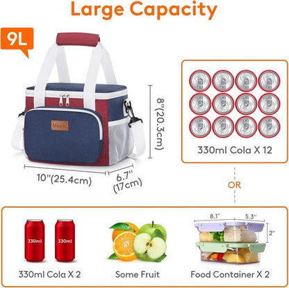 Lifewit Insulated Lunch Bag - Soft Cooler Tote for Adults | 12-Can Capacity, White & Red