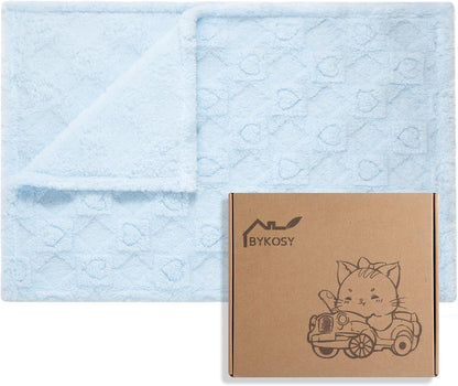 Skiennix Ultra Soft Fleece Baby Blanket - Lightweight & Breathable Nursery Nap Blanket | 30"x40" Blue Heart Checkered