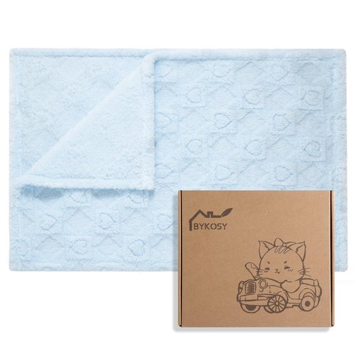 BYKOSY Ultra Soft Fleece Baby Blanket,Swaddle & Receiving Blankets for Newborn Infant, Lightweight Breathable Nursery Nap Blanket for Crib Stroller, for Boys & Girls Heart Checkered 30"x40" Blue