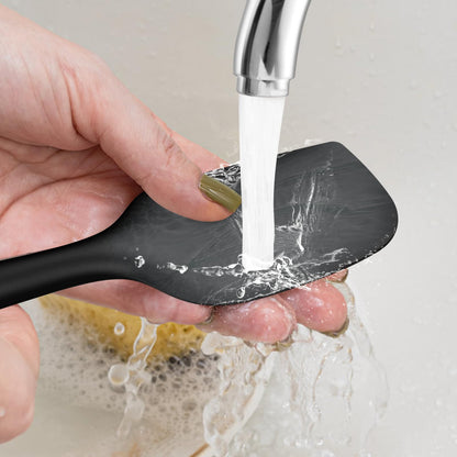 Silicone Kitchen Utensils Set, 600°F Heat Resistant Silicone Cooking Utensils, Spatula, Spoon, Whisk, Tongs, Kitchen Gadgets Tools Sets for Nonstick Cookware, Dishwasher Safe BPA Free (Black)