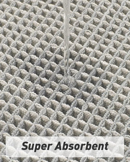 AMOAMI Upgraded Waffle Runner Rug Super Absorbent Non Slip Bath Mats for Bathroom Machine Washable Bathroom Runner Rug with Tassels, Ideal for Hallway Bedroom Laundry Room, 2' x 5', LightGrey & Cream
