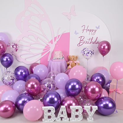 Togvu 12-Inch Metallic Purple Pink Balloons - 60 Pack Lavender & Light Pink Latex for Parties
