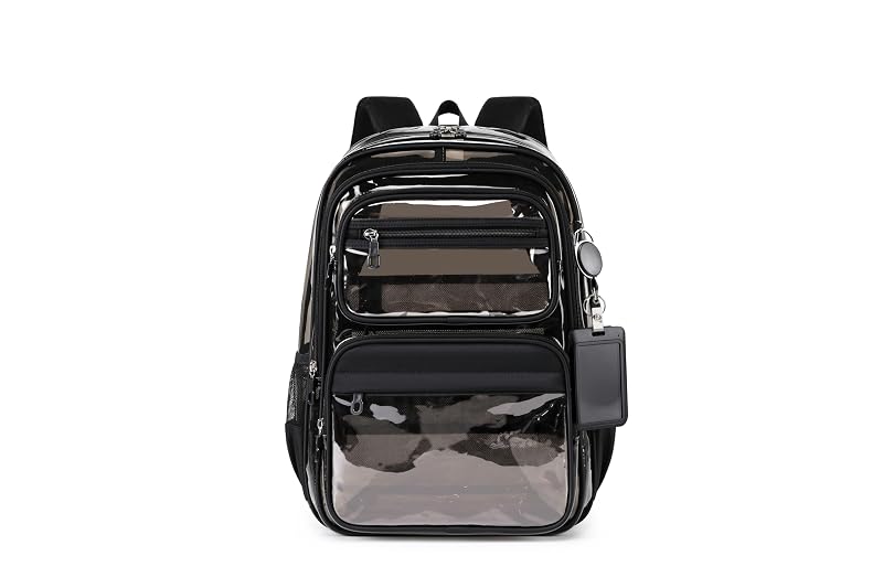 Heavy-Duty Clear Backpack for School, Semi Black - Transparent Bookbag for Students & Events