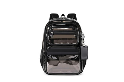 Heavy-Duty Clear Backpack for School, Semi Black - Transparent Bookbag for Students & Events