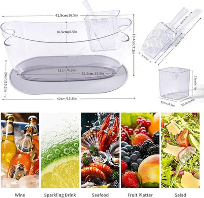Ice Bucket，Upgraded Beverage Tub with Anti Condensation Silicone Pad and Ice Scoop Set，5.5L Ice Tub，Party Cooler，Mimosa Bar Supplies