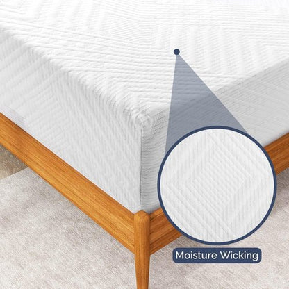 Green Tea Gel Infused Twin Mattress by [Brand Name] - 8-Inch Medium-Firm Memory Foam for Cool Sleep & Pressure Relief