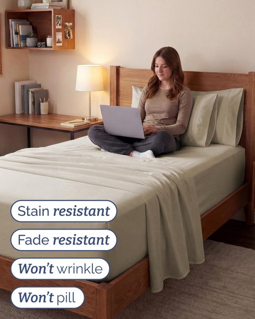 Extra Deep Twin XL Sheet Set - 4 Piece Breathable and Cooling Sheets - Hotel Luxury Bedding for Women, Men, Kids & Teens - Easy & Secure Fit - Soft, Wrinkle Free and Comfy - Extra Deep Pockets - Wheat