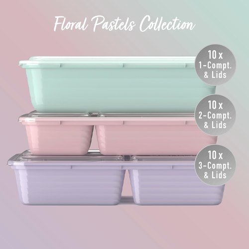 Bentgo Prep 60-Piece Meal Prep Kit - Reusable BPA-Free Food Containers | Microwave & Dishwasher Safe (Floral Pastels)