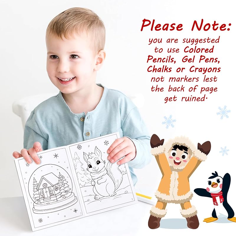 72Pcs Winter Coloring Books for Kids - Christmas Party Favors, 4.92x6.7in, Ages 2-8