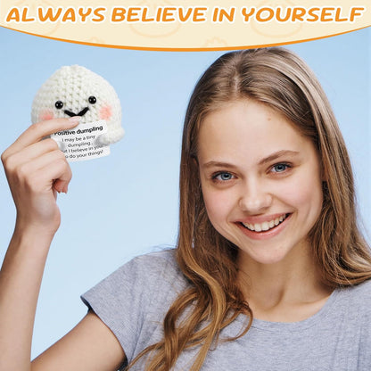 Skiennix Positive Handmade Dumpling Crochet | Inspirational Stress Relief Desk Buddy Decor - Perfect Gift for All Occasions