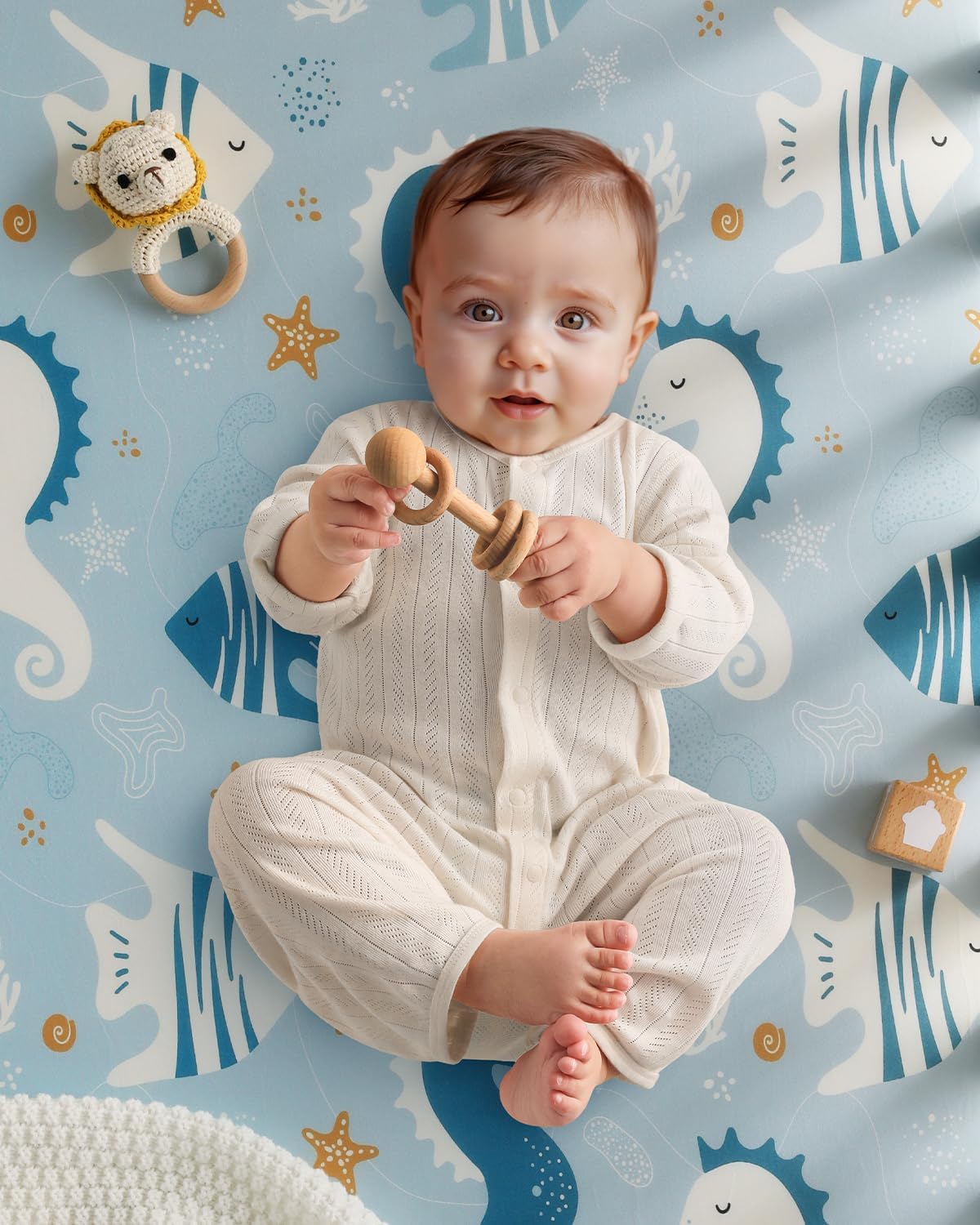 Yoofoss Baby Crib Sheets - Ultra Soft 2-Pack Fitted Sheets for Standard Crib & Toddler Mattress | Underwater World Design, 52x28
