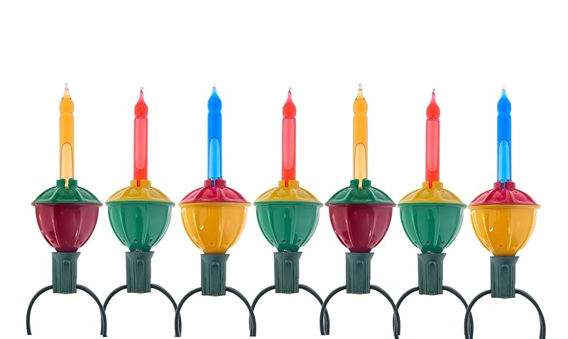 Bubble Light String 7 Bulbs, 7 ft, Candelabra Base, Multicolor Holiday Tree Lights