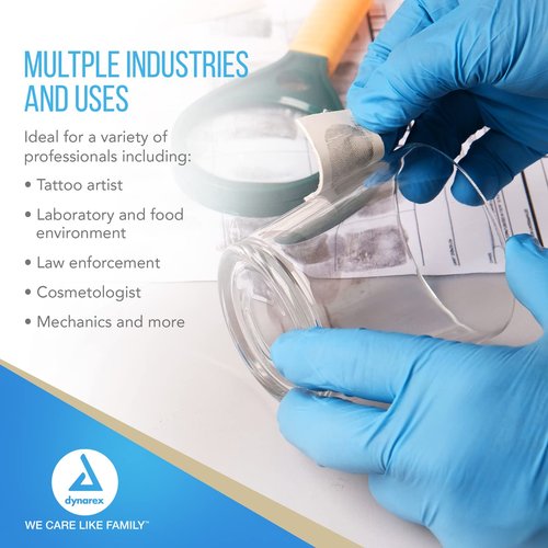 Dynarex Safe-Touch Disposable Nitrile Exam Gloves, Powder-Free, Latex-Free, Touchscreen Friendly, Used by Professionals, Blue, Medium, 1 Case, 10 Boxes of 100 Gloves