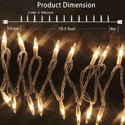 HISHINY Christmas Lights - 100 Count Mini Clear String Lights | 21ft White Wire for Indoor/Outdoor Decor