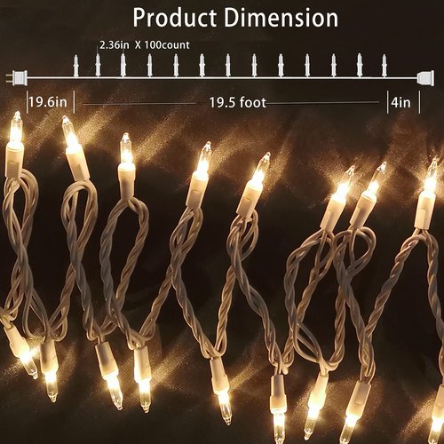 HISHINY Christmas Lights 100 Count Mini Clear Lights 21ft White Wire Christmas Tree String Lights Set for Outdoor Indoor Christmas Decorations Wedding Valentines Day Decor,UL Certified (21feet)