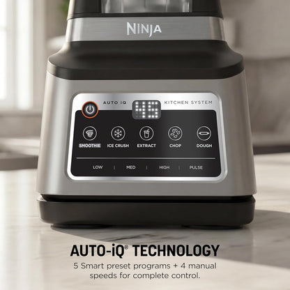 Ninja BN801 Professional Plus Kitchen System - 1400W Blender & Food Processor with Auto IQ | 72oz Pitcher, 64oz Bowl, 2 To-Go Cups, Grey