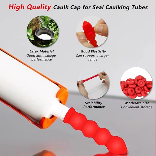 40 Pack Caulk Cap for Seal Caulking Tubes: Reusable, Water Resistant, Red