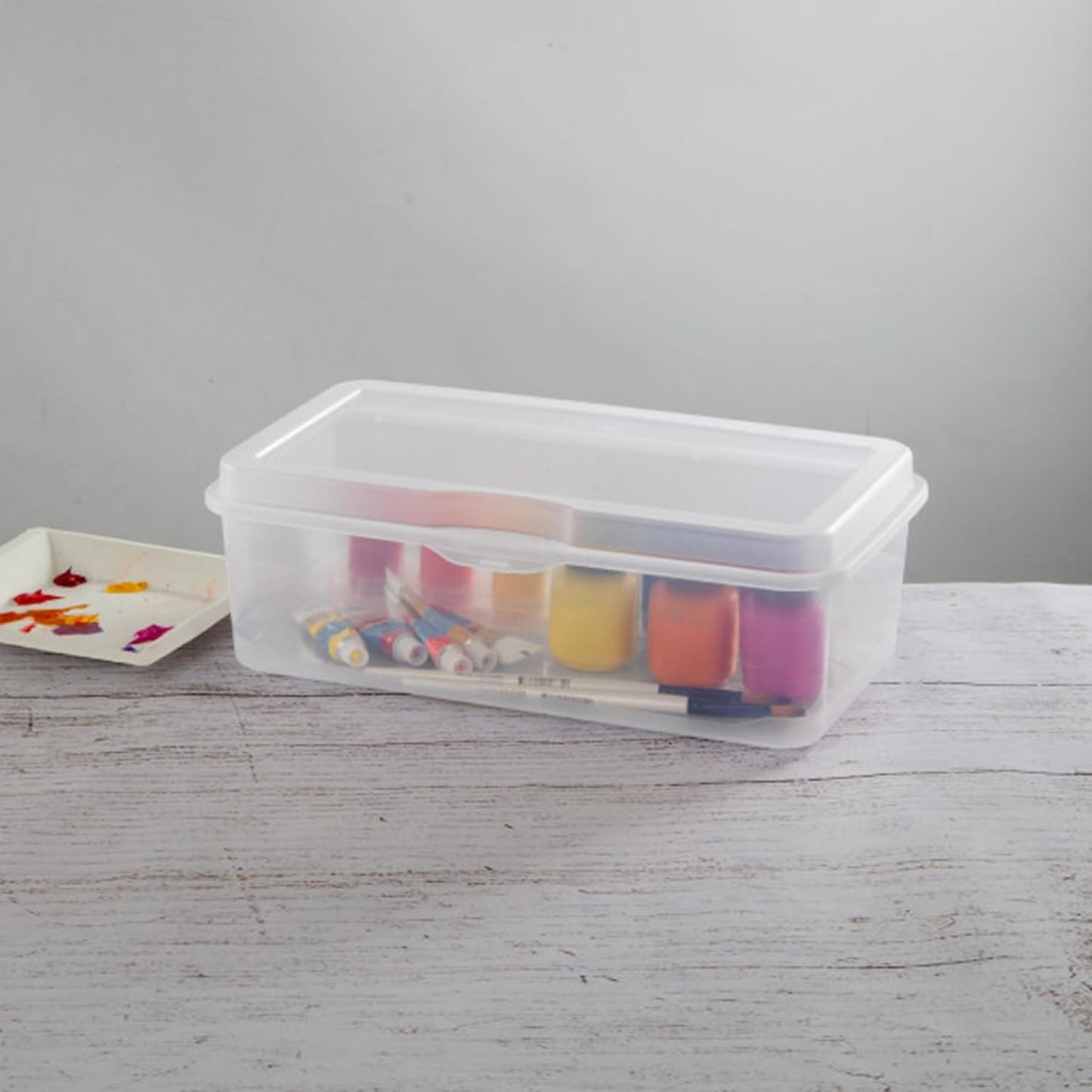 Sterilite 6-Pack Rectangular Clear Plastic Storage Boxes - Stackable Flip-Top Organizers for Crafts, Photos & More