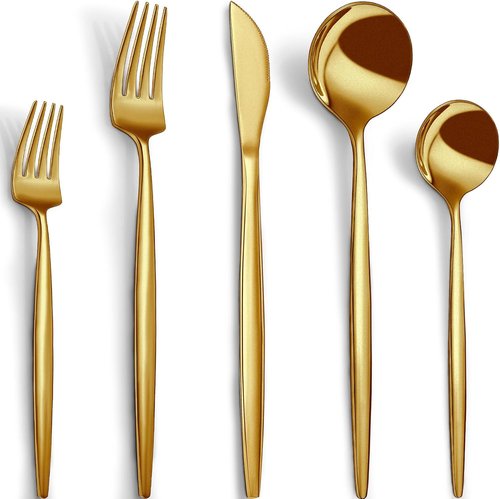 CEKEE 40-Piece Gold Silverware Set - Elegant Stainless Steel Utensils for 8 | Perfect for Home, Weddings & Restaurants
