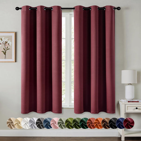 MIULEE Burgundy Red Blackout Curtains - Thermal Insulated Room Darkening Drapes | 40 x 54 Inches, 2 Panels