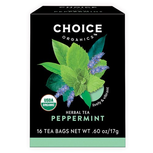 Choice Organics - Organic Peppermint Tea (6 Pack) - Compostable - Caffeine Free - 96 Organic Herbal Tea Bags