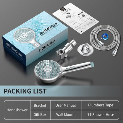 Handheld Shower Head High Pressure, 9-Spray Modes Showerhead With Power Wash, 71 Inch Extra Long Hose, Adjustable Bracket, Leakproof & Easy Install, Chrome