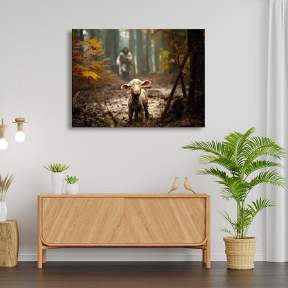 Ploceiny Extra Large Christian Wall Art - Jesus and Lamb Canvas Print | 45" x 30" Home Decor