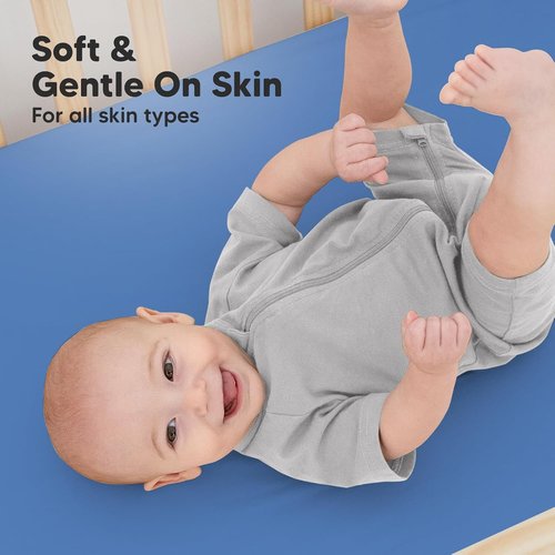 KeaBabies Organic Crib Sheets - 2-Pack Fitted Jersey Cotton for Baby Bed | Soft & Breathable (Cornflower)
