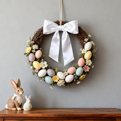 White Satin Wreath Sash by 4Pcs - Elegant Door Decor for Easter, Weddings, and Special Occasions