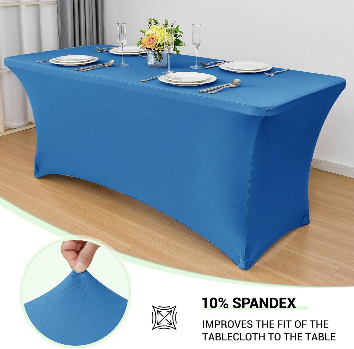 Obstal 6 Pack Stretch Spandex Table Covers - Fitted 6 FT Rectangular Tablecloths for Weddings & Parties | Aqua, 72" L x 30" W x 30" H