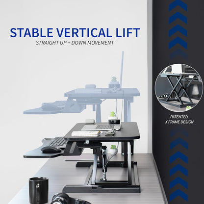 VIVO 32-Inch Height Adjustable Desk Converter - Dual Monitor Sit to Stand Workstation | Black