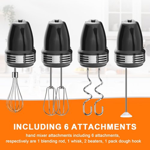 Hand Mixer Beaters Replacement for Cuisinart CHM Series, Stainless Steel Beater, Whisk, Dough Hook, Blending Rod Attachments Parts for HM-90S HM-50 HM-70 CHM-3 CHM-7PK 9 7 5 3 Mixers Blender - 6 PCS