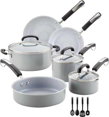 Farberware EcoAdvantage Ceramic Nonstick Cookware Set | 13-Piece Gray Pots and Pans