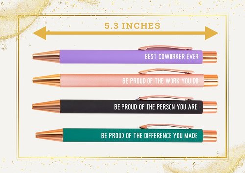 InnoBeta Farewell Gifts for Coworkers, Ballpoint Pen Set of 4, Coworker Leaving Goodbye gifts for women, Cool Funny New Job Presents for Birthday, Christmas - Best Coworker Ever - Gold