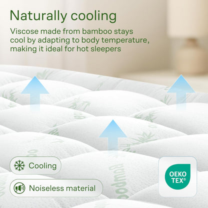 Niagara Ultra Soft Full XL Mattress Topper - Bamboo Viscose Pillow Top for Back Pain Relief | Naturally Cooling Green