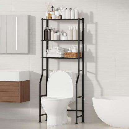 Skiennix 3-Tier Over The Toilet Storage - Freestanding Metal Bathroom Shelves | Space Saver in Black