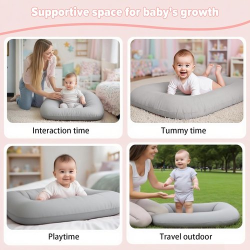 Baby Lounger - Bionic Organic Infant Floor Seat | Soft Cotton & Breathable for 0-24 Months (Grey)