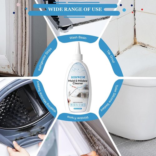 HIHWEM Mold & Mildew Remover Gel - Powerful Stain Cleaner for Washing Machines & Grout - 8 fl. oz.