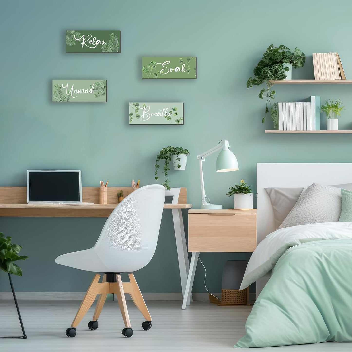 ONIZHITY Sage Green Bathroom Wall Decor - Relax, Soak, Unwind Wooden Signs | Rustic 10x4 Inch Decor for Home