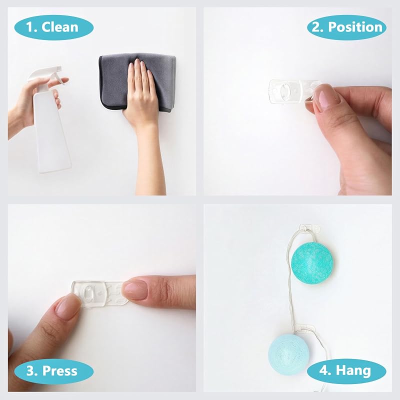 Damage-Free Indoor Light Clips Kit - 100 Clips + 120 Strips, MOVELYST (Variation: Mini-100 PCS)