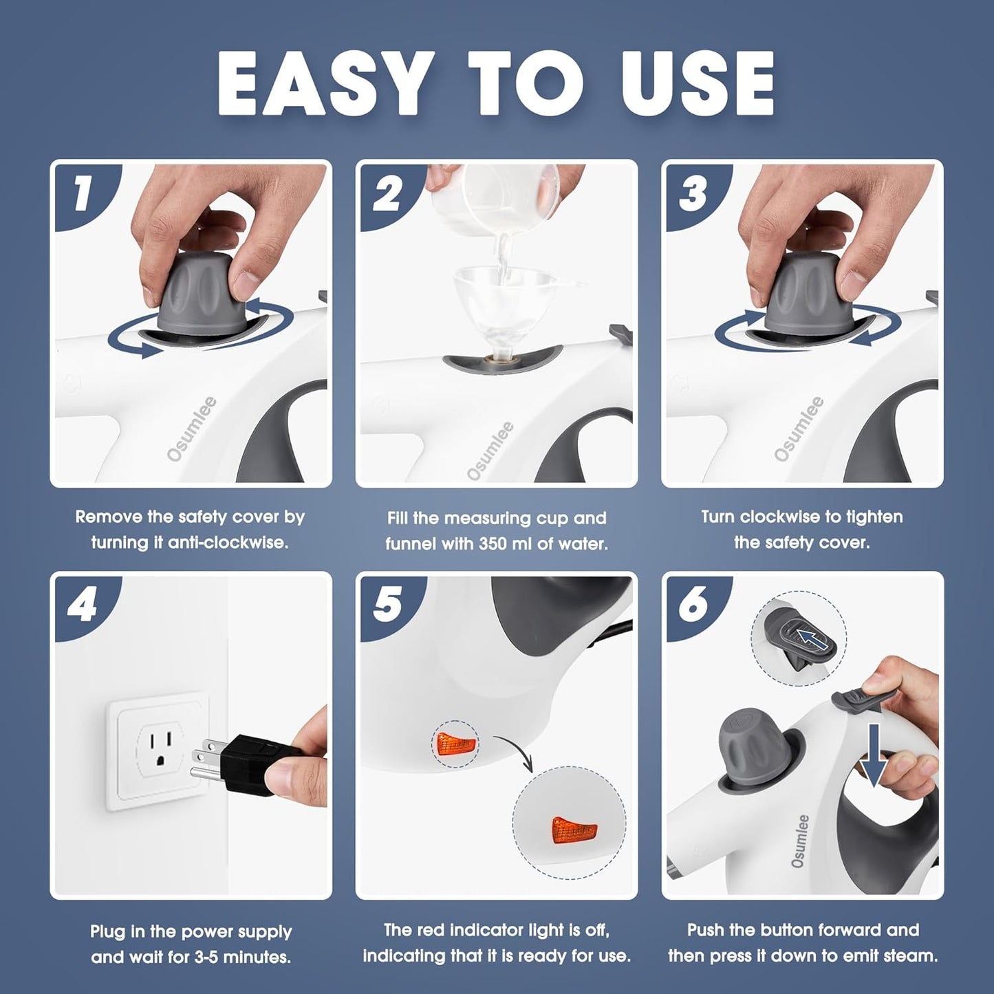 Pressurized Handheld Steam Cleaner with 14 pcs Accessories 15.2OZ Multi-Purpose Portable Steamer for Cleaning, Multi-Surface Steamer for Home, Floor, Grout