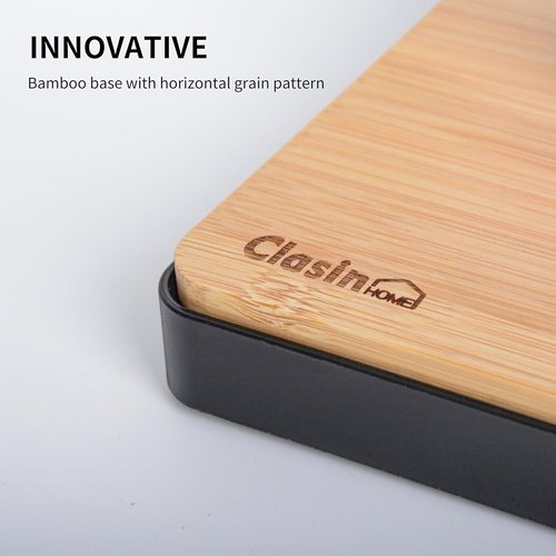 Clasin Home Toilet Paper Holder Stand - Free Standing Design with Storage & Top Shelf - Black Bamboo Finish