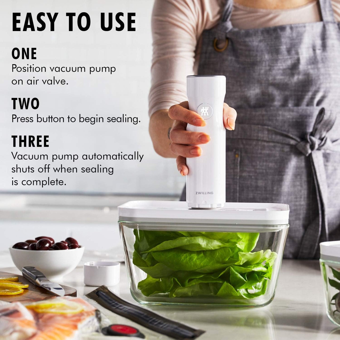 ZWILLING Fresh & Save Vacuum Sealer Machine - Airtight Food Storage Set with Glass Containers & Sous Vide Bags