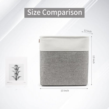Bagnizer 13x13 Cube Storage Bins - Collapsible Fabric Boxes for Organizing Toys, Clothes | 4 Pack (Grey & White)