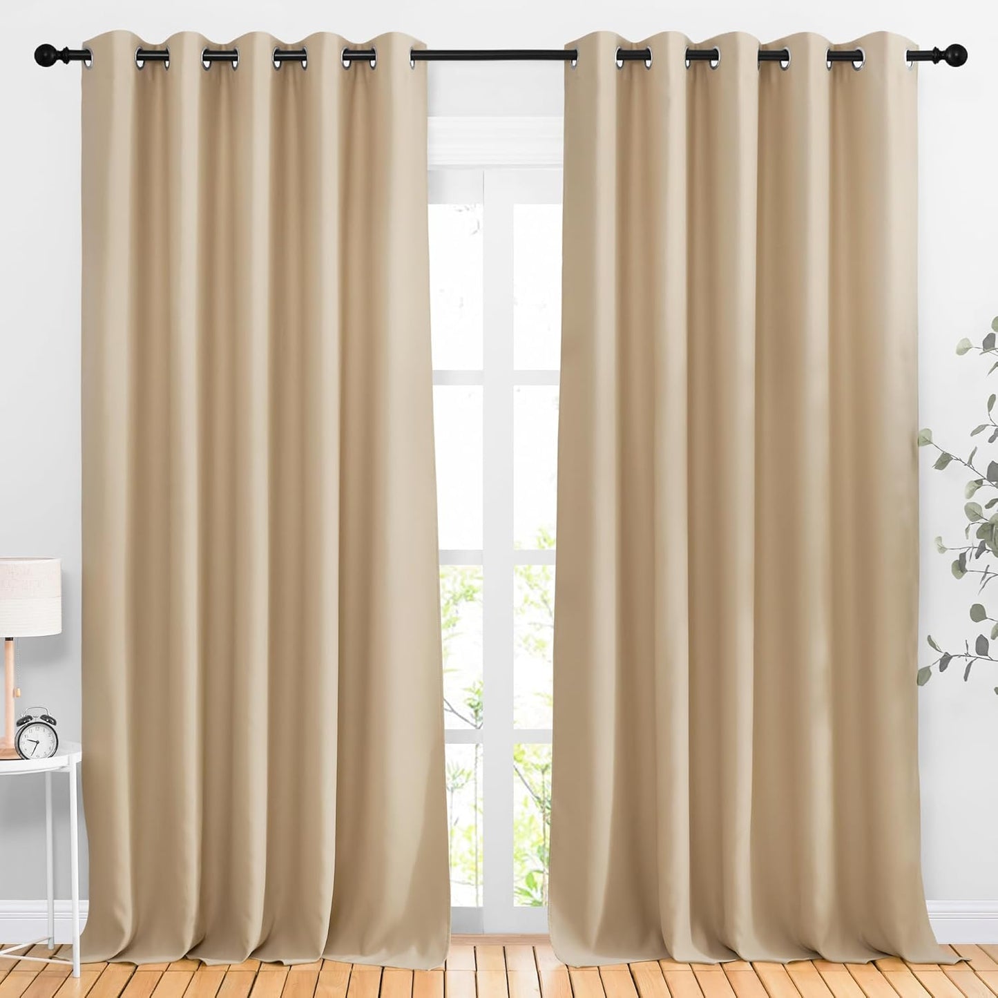 NICETOWN Blackout Curtains - Noise Reducing Thermal Insulated Drapes | 66 x 92 Inch, Biscotti Beige, 2 Panels
